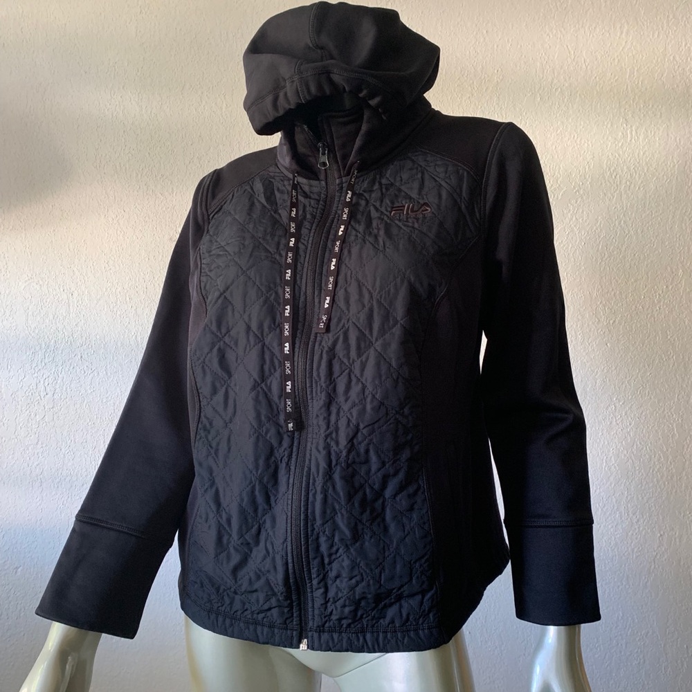 FILA SPORT SLEEVE SPELL OUT ZIP HOODED JACKET L
